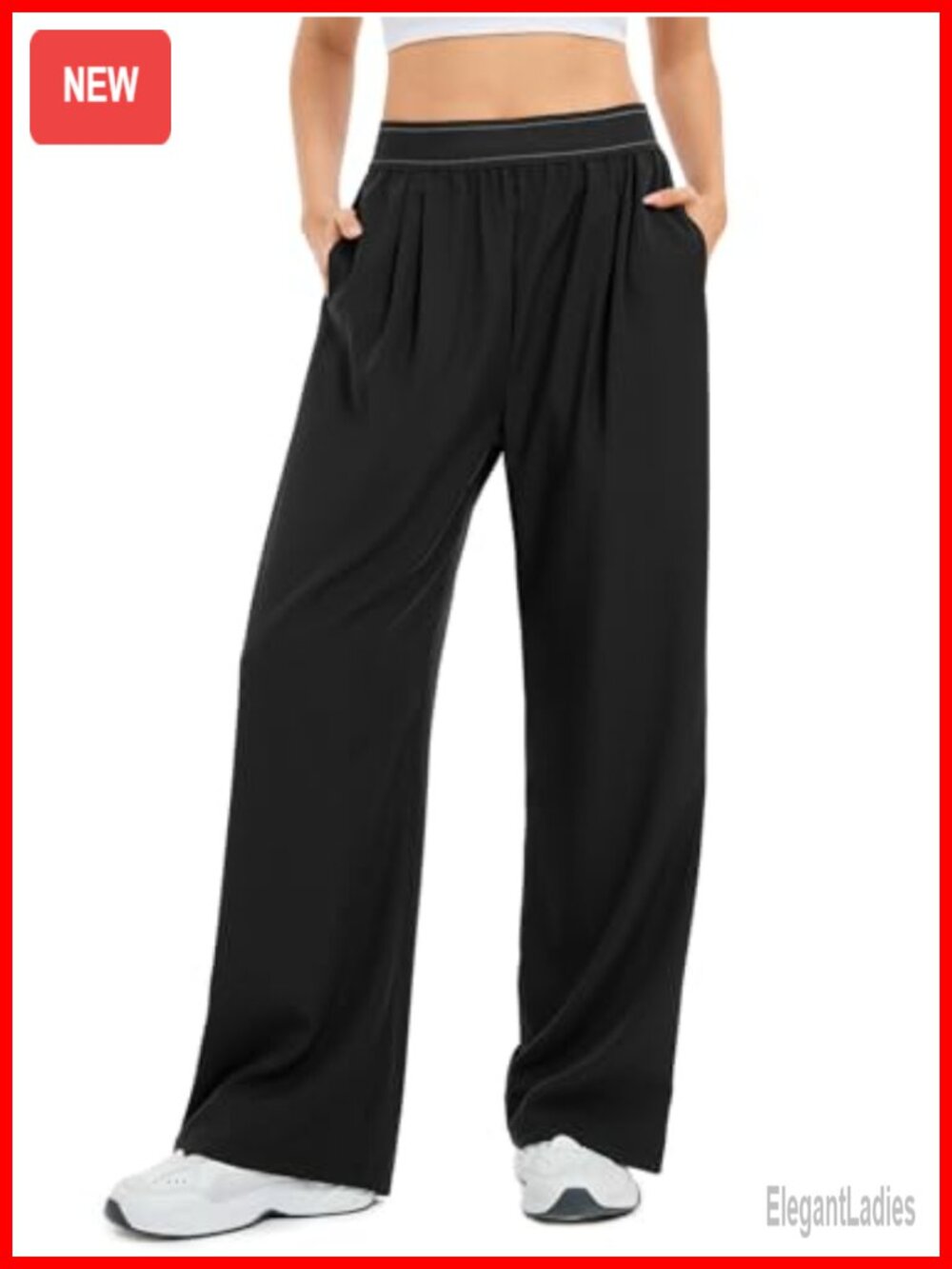High Waist Wide Leg Quick Dry Track Pants Womens Workout Commute